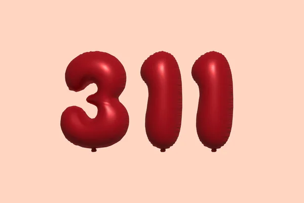 311 Ballon Numérique Ballon Air Métallique Réaliste Rendu Red Ballons — Image vectorielle