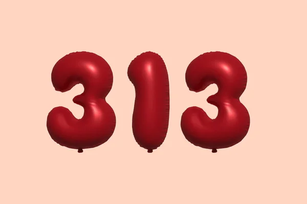 313 Balão Número Feito Balão Metálico Realista Renderização Balões Hélio —  Vetores de Stock