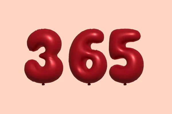 364 Number Balloon Made Realistic Metallic Air Balloon Rendering Red — Stock Vector