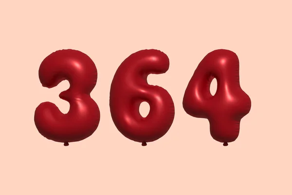 363 Number Balloon Made Realistic Metallic Air Balloon Rendering Red — Stock Vector