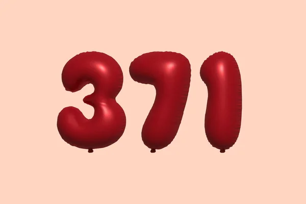 371 Number Balloon Made Realistic Metallic Air Balloon Rendering Red — Stock Vector