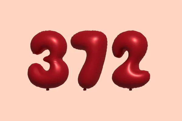 372 Куля Чисел Зроблена Реалістичного Рендеринга Металевої Повітряної Кулі Повітряні — стоковий вектор
