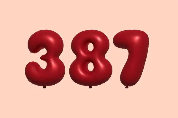 387 Numaralı Balon Gerçekçi Metalik Hava Balonu Görüntüleme Satılık Parti — Stok Vektör