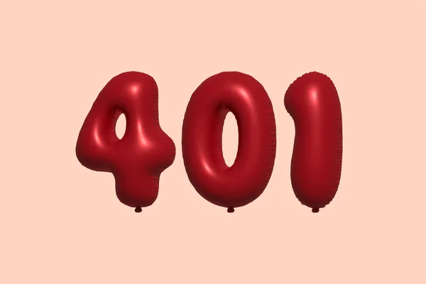 401 Шарик Реалистичного Металлического Воздушного Шара Рендеринга Красного Гелия Воздушные — стоковый вектор
