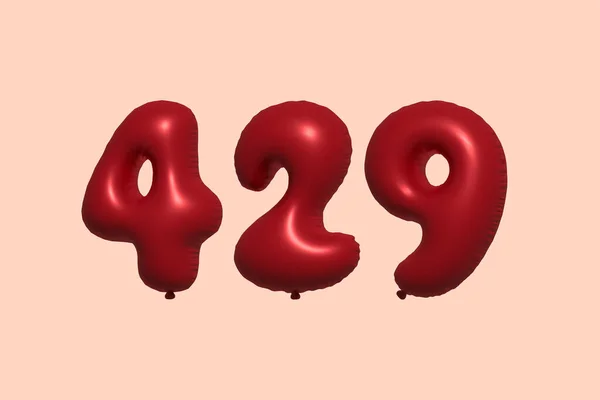 429 Number Balloon Made Realistic Metallic Air Balloon Rendering Red — Stock Vector