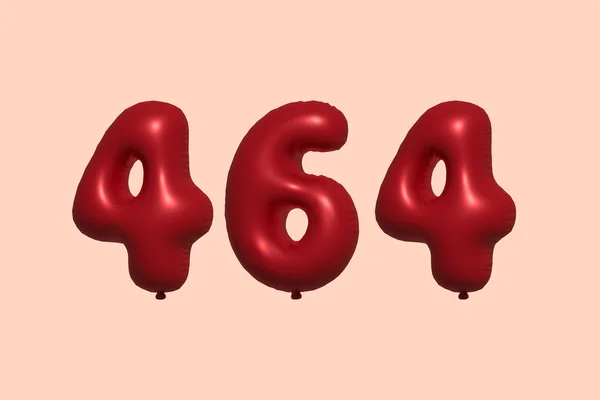 464 Aantal Ballon Gemaakt Van Realistische Metalen Luchtballon Rendering Rode — Stockvector