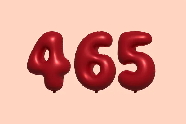 465 Zahlenballon Aus Realistischem Metallluftballon Rendering Red Helium Luftballons Zum — Stockvektor