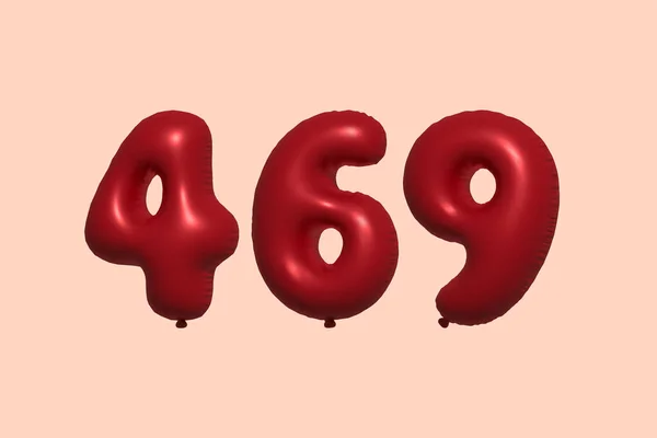 469 Ballon Numéro Ballon Air Métallique Réaliste Rendu Red Ballons — Image vectorielle