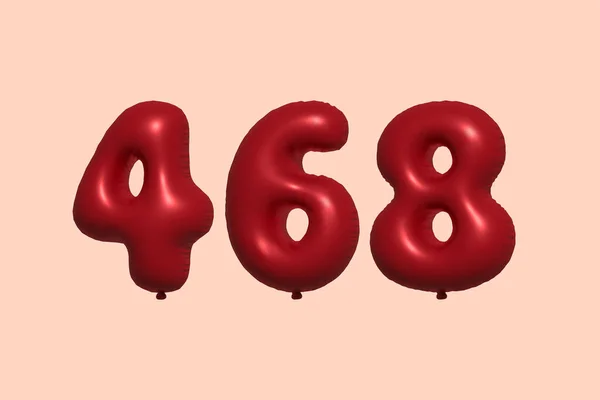 468 Number Balloon Made Realistic Metallic Air Balloon Rendering Red — Stock Vector