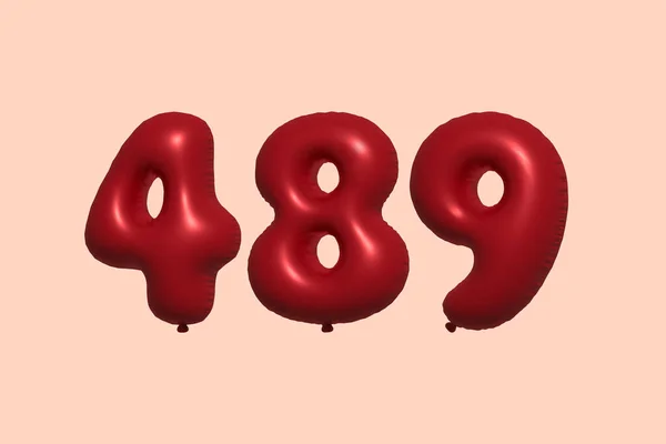 489 Ballon Numéro Ballon Air Métallique Réaliste Rendu Red Ballons — Image vectorielle