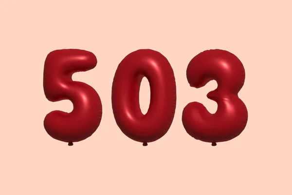 503 Nummer Ballong Tillverkad Realistiska Metalliska Luft Ballong Rendering Red — Stock vektor