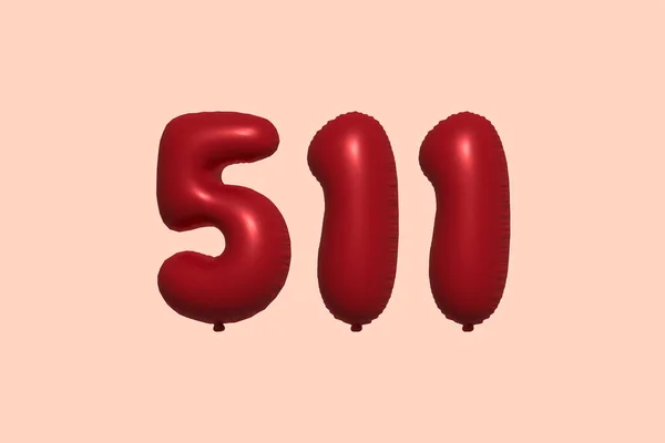 Ballon Numérotation 511 Ballon Air Métallique Réaliste Rendu Red Ballons — Image vectorielle