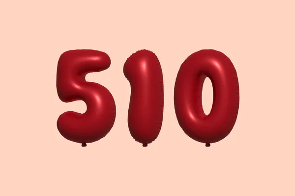 510 Balão Número Feito Balão Metálico Realista Renderização Balões Hélio —  Vetores de Stock