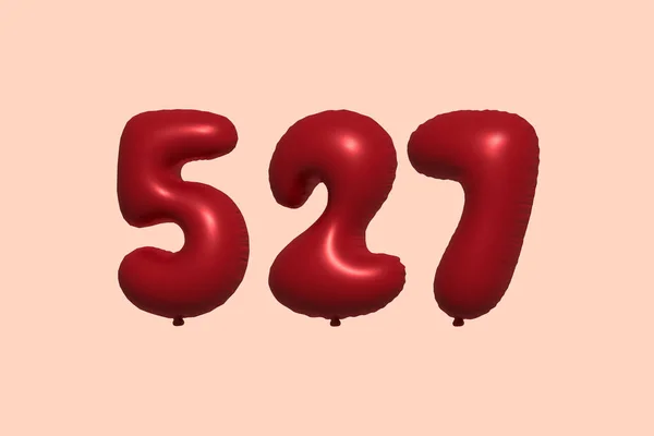 527 Number Balloon Made Realistic Metallic Air Balloon Rendering Red — Stock Vector