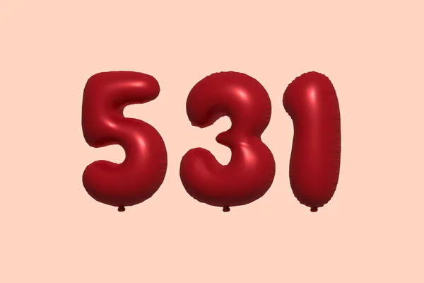 531 Αριθμός Μπαλόνι Κατασκευασμένο Από Ρεαλιστικό Μεταλλικό Αέρα Μπαλόνι Απόδοση — Διανυσματικό Αρχείο