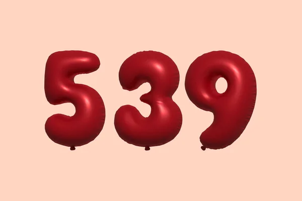 Ballon Numéro 539 Ballon Air Métallique Réaliste Rendu Red Ballons — Image vectorielle