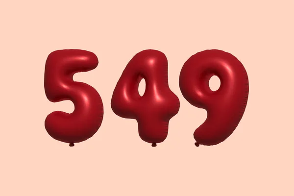 Ballon Numéro 549 Ballon Air Métallique Réaliste Rendu Red Ballons — Image vectorielle