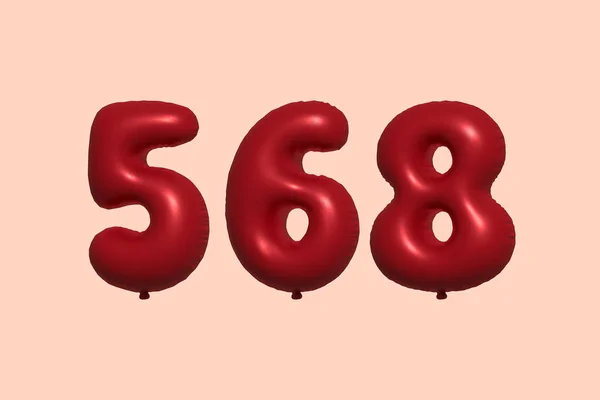 Ballon Numéro 568 Ballon Air Métallique Réaliste Rendu Red Ballons — Image vectorielle