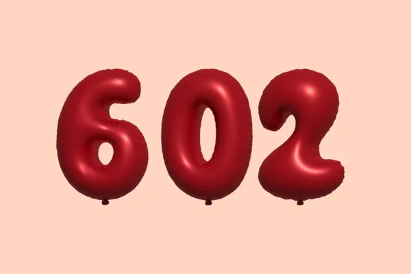 Ballon Numérotation 602 Ballon Air Métallique Réaliste Rendu Red Ballons — Image vectorielle