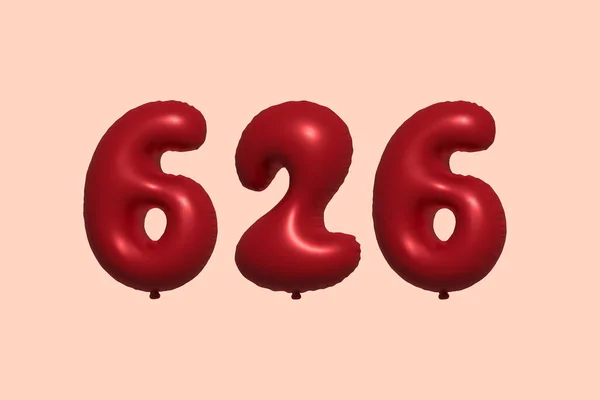 626 Balão Número Feito Balão Metálico Realista Renderização Balões Hélio —  Vetores de Stock