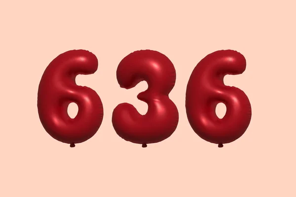 636 Шарик Реалистичного Металлического Воздушного Шара Рендеринга Красного Гелия Воздушные — стоковый вектор
