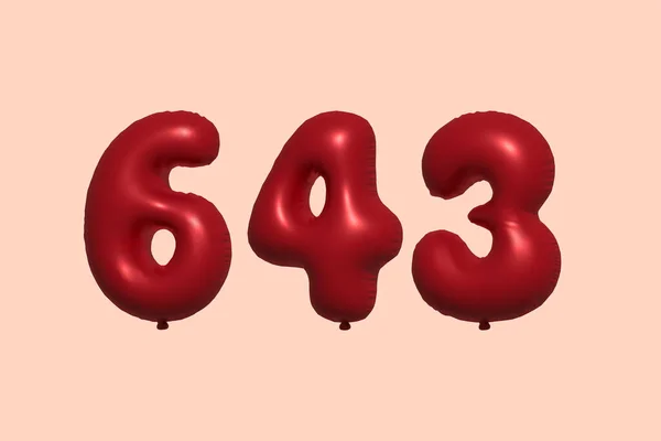 Ballon Numérotation 643 Ballon Air Métallique Réaliste Rendu Red Ballons — Image vectorielle