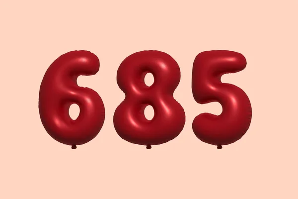 685 Nummerballong Tillverkad Realistisk Metallisk Luftballong Rendering Red Helium Ballonger — Stock vektor