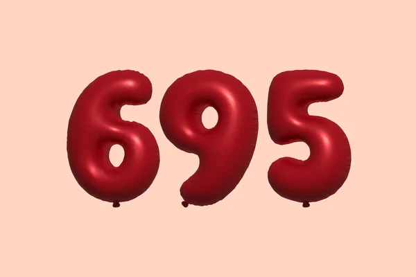 695 Zahlenballon Aus Realistischem Metallluftballon Rendering Red Helium Luftballons Zum — Stockvektor