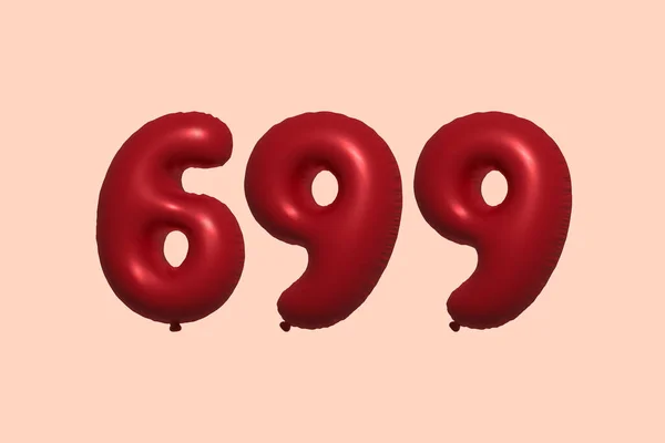 699 Balão Número Feito Balão Metálico Realista Renderização Balões Hélio —  Vetores de Stock