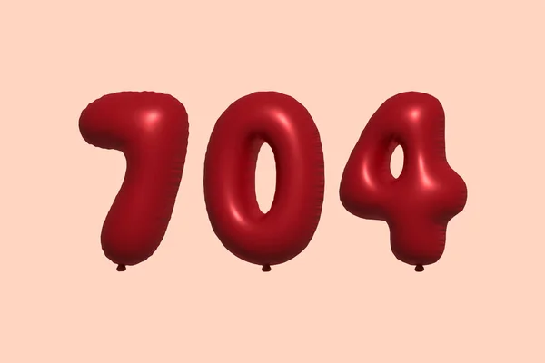704 Balão Número Feito Balão Metálico Realista Renderização Balões Hélio — Vetor de Stock