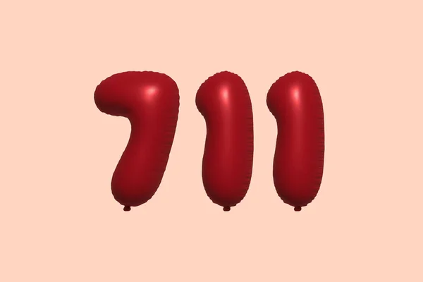 711 Шарик Реалистичного Металлического Воздушного Шара Рендеринга Красного Гелия Воздушные — стоковый вектор