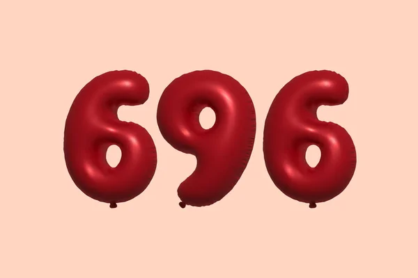Ballon Numéro 696 Ballon Air Métallique Réaliste Rendu Red Ballons — Image vectorielle