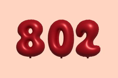 Gerçekçi metalik hava balonundan yapılmış 3D numaralı balon. Satılık parti dekorasyonu için 3 boyutlu kırmızı helyum balonları, kutlama yıldönümü, düğün tatili. Vektör illüstrasyonu