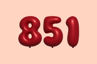 Gerçekçi metalik hava balonundan yapılmış 3D 3D numaralı balon. Satılık parti dekorasyonu için 3 boyutlu kırmızı helyum balonları, kutlama yıldönümü, düğün tatili. Vektör illüstrasyonu