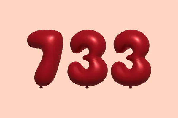 733 Номер Кулі Виконаний Реалістичного Рендеринга Металевої Повітряної Кулі Повітряні — стоковий вектор