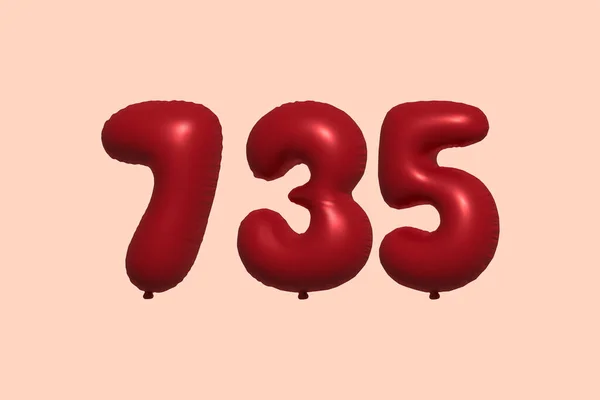 735 Balão Número Feito Balão Metálico Realista Renderização Balões Hélio —  Vetores de Stock