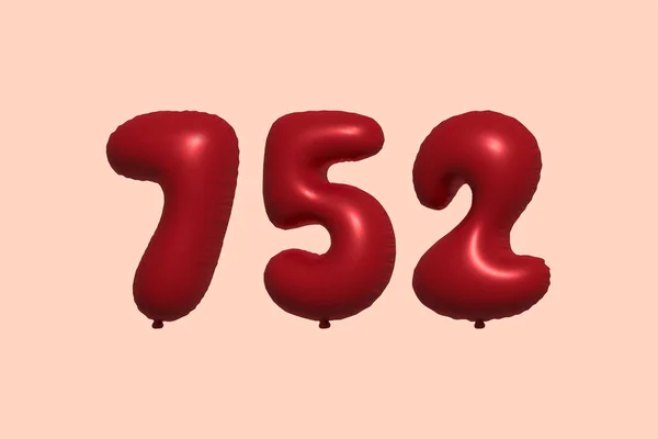 752 Αριθμός Μπαλόνι Κατασκευασμένο Από Ρεαλιστικό Μεταλλικό Μπαλόνι Αέρα Απόδοση — Διανυσματικό Αρχείο