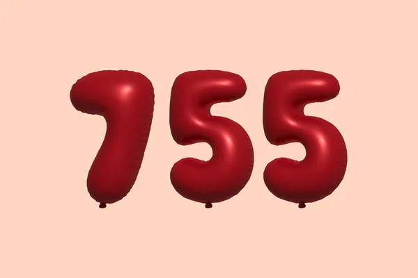 755 Αριθμός Μπαλόνι Κατασκευασμένο Από Ρεαλιστικό Μεταλλικό Μπαλόνι Αέρα Απόδοση — Διανυσματικό Αρχείο