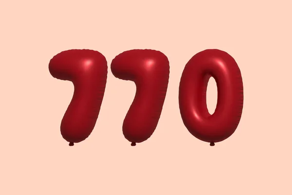 770 Balão Número Feito Balão Metálico Realista Renderização Balões Hélio —  Vetores de Stock
