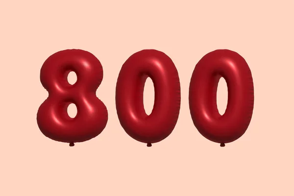 800 Balon Nomor Terbuat Dari Balon Udara Logam Rendering Yang - Stok Vektor