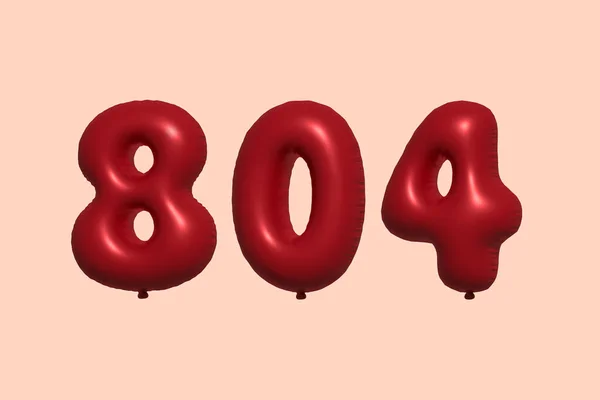 8043D数字气球 由现实的金属气球3D渲染而成 3D红氦气气球销售装饰派对生日 结婚纪念日 婚庆假期 矢量说明 — 图库矢量图片