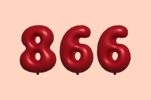 866 Nummerballong Laget Realistiske Metalliske Luftballonger Ballonger Med Rødt Helium – stockvektor