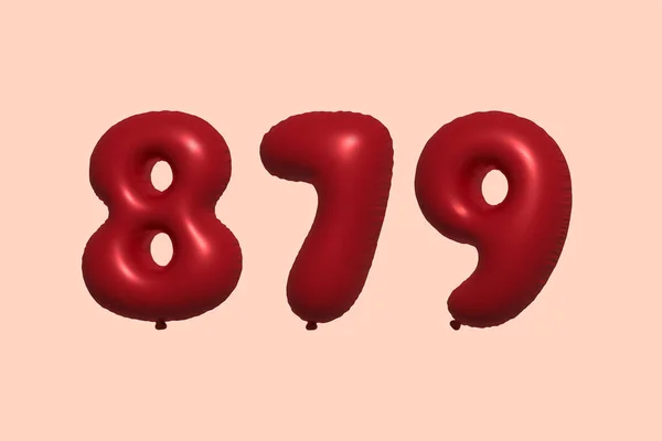 879 Număr Balon Din Balon Aer Metalic Realist Redare Baloane — Vector de stoc