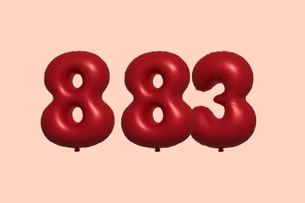 882 Number Balloon Made Realistic Metallic Air Balloon Rendering Red — Stock Vector