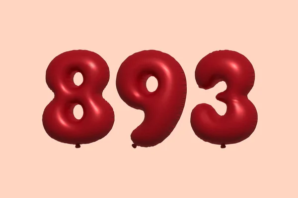 893 Balão Número Feito Balão Metálico Realista Renderização Balões Hélio —  Vetores de Stock