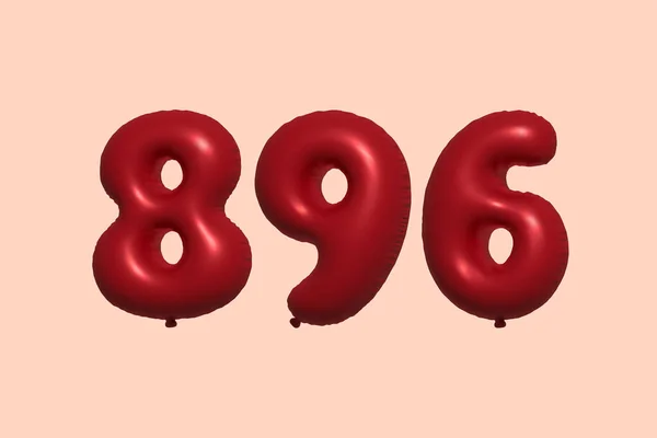 896 Globo Número Hecho Globo Aire Metálico Realista Representación Globos — Archivo Imágenes Vectoriales