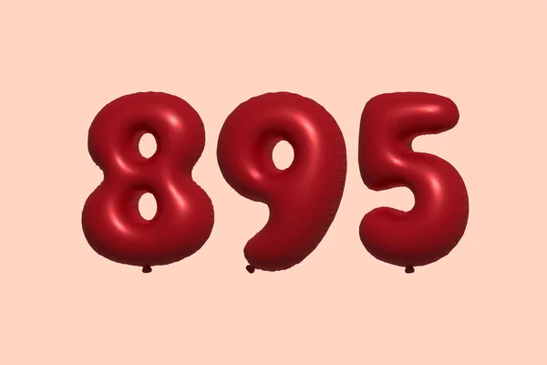 895 Balão Número Feito Balão Metálico Realista Renderização Balões Hélio — Vetor de Stock