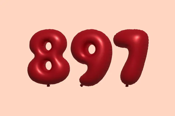 897 Ballon Numérique Ballon Air Métallique Réaliste Rendu Red Ballons — Image vectorielle