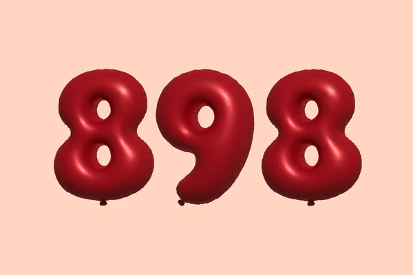 898 Ballon Numérique Ballon Air Métallique Réaliste Rendu Red Ballons — Image vectorielle