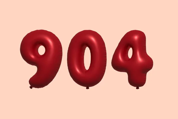 904 Balão Número Feito Balão Metálico Realista Renderização Balões Hélio — Vetor de Stock